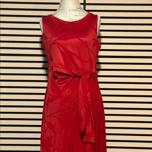 Liz Claiborne Red satin dress with side knot.